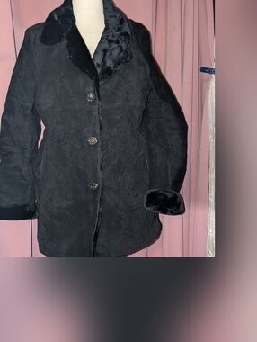 Vintage MARVIN RICHARDS Plush Lined Leather Coat Large